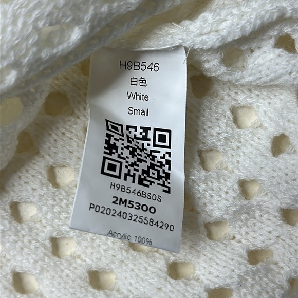 Women's Unbranded Off White Long Sleeve Open Knit Swim Coverup Dress Size Small - Picture 8 of 11